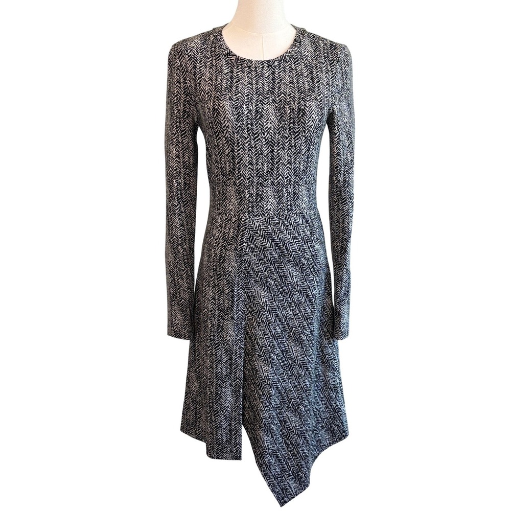 Stella McCartney Herringbone Dress Black White Womens IT 42 US 6-8 Office Luxury